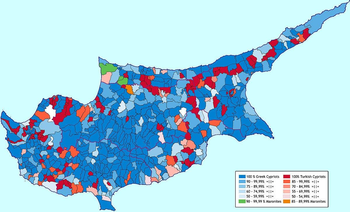 Peta dari Cyprus etnik