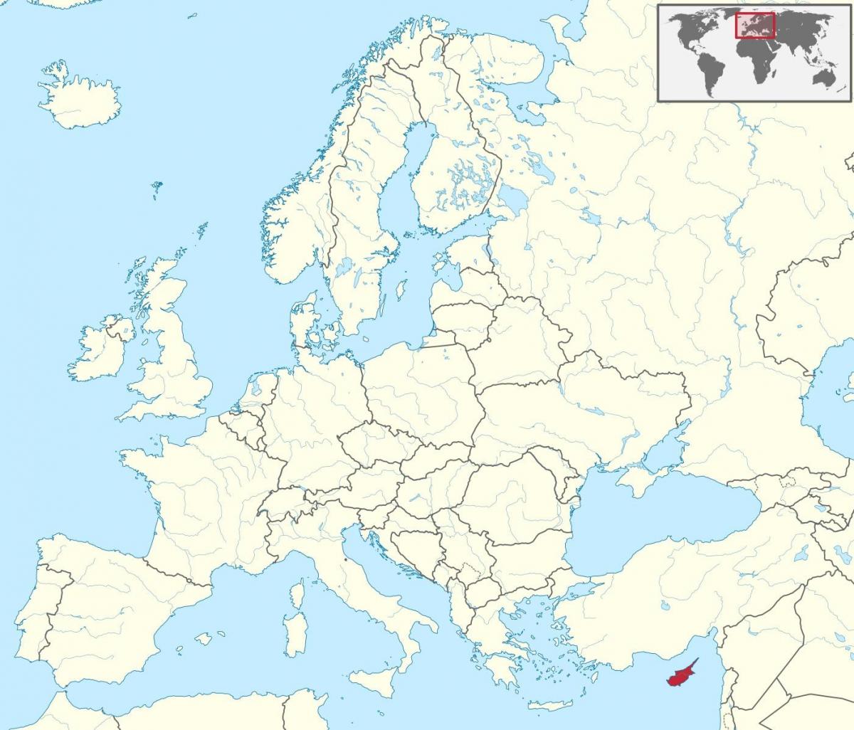 dunia peta yang menunjukkan Cyprus