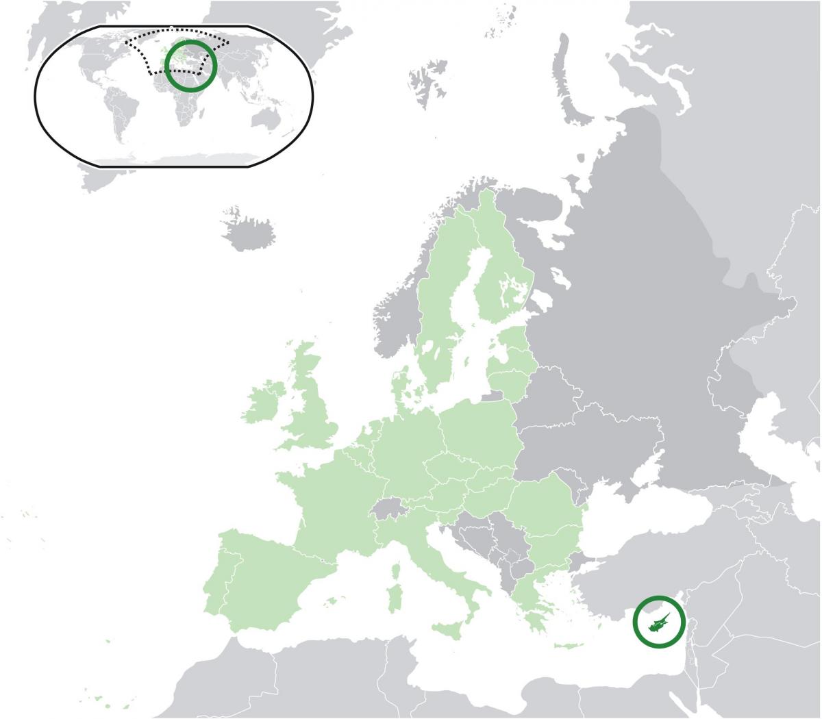 peta eropah menunjukkan Cyprus