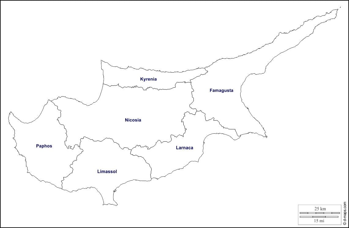 Peta dari Cyprus garis