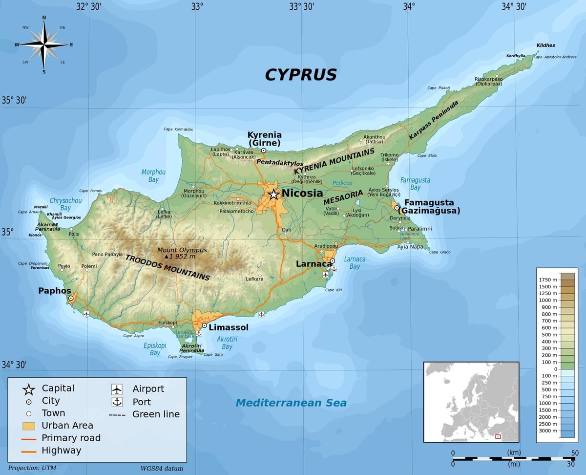 Cyprus geografi peta