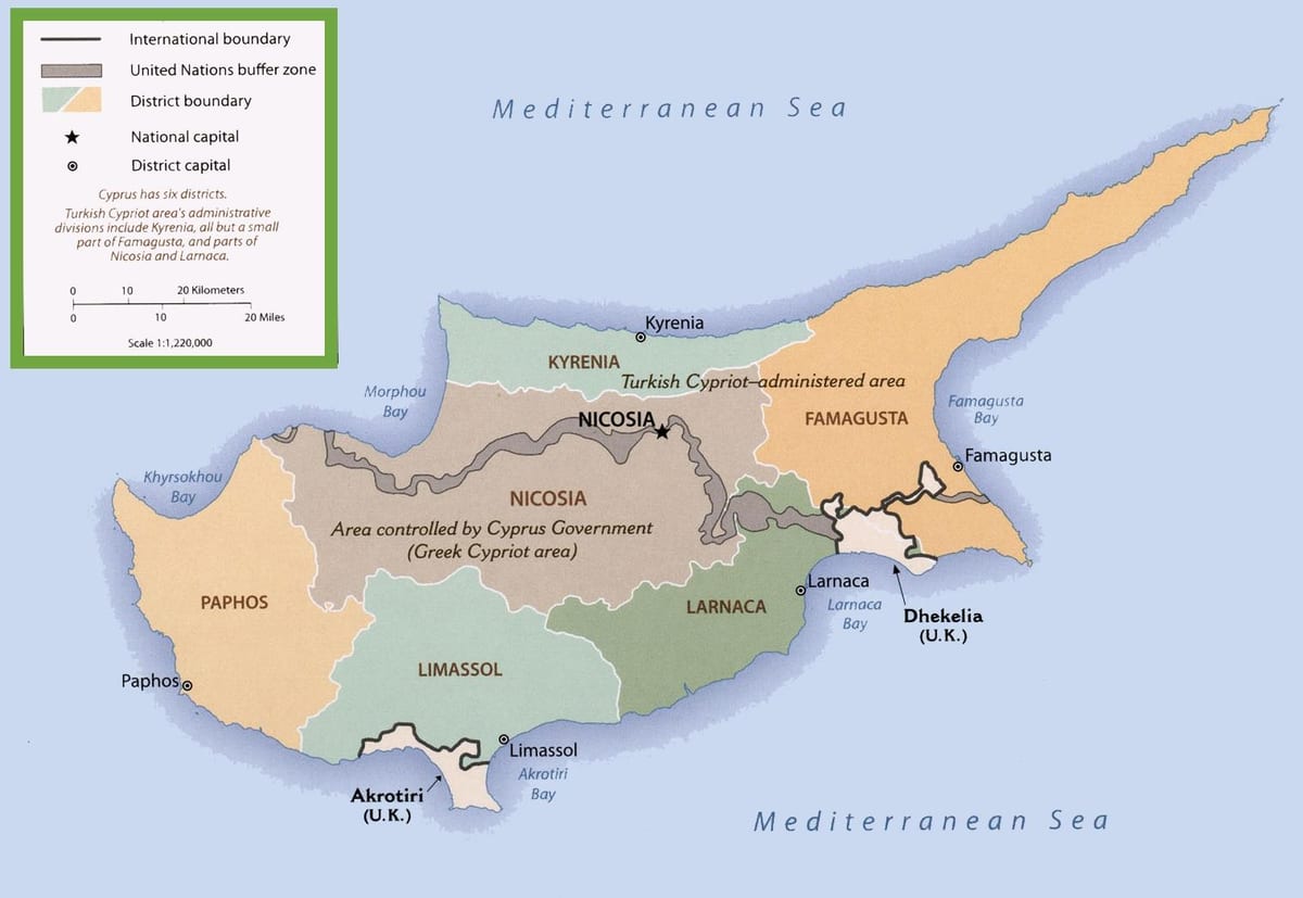 Peta dari Cyprus sempadan