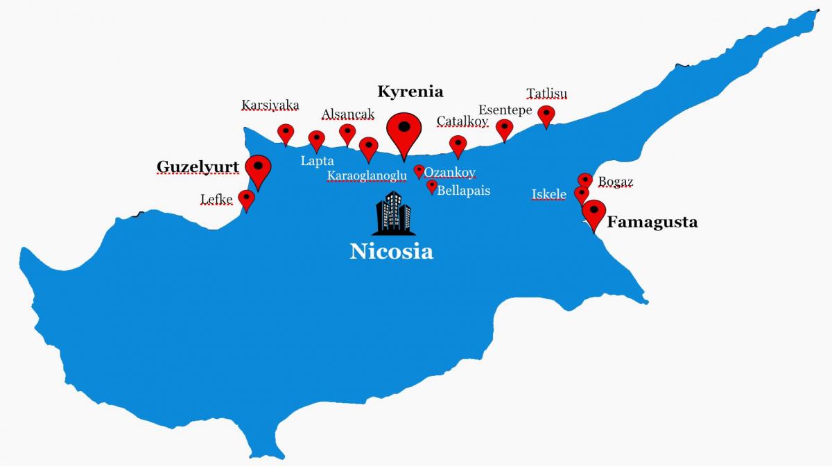 Cyprus utara peta jalan