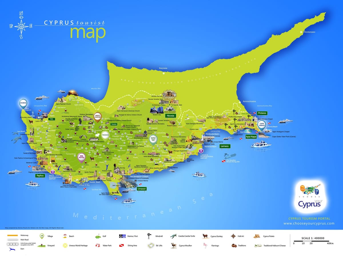 Peta lara pantai Cyprus
