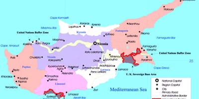 Peta bandar-bandar Cyprus