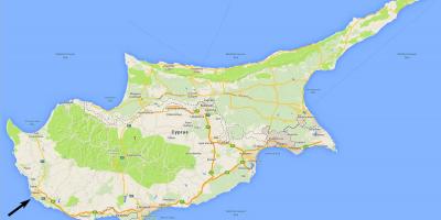 Peta dari Cyprus menunjukkan lapangan terbang