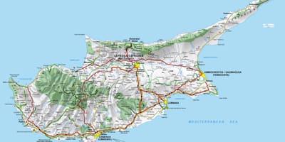 Peta dari Cyprus mata menyeberangi sempadan