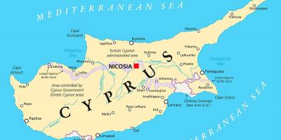 Peta yang menunjukkan Cyprus